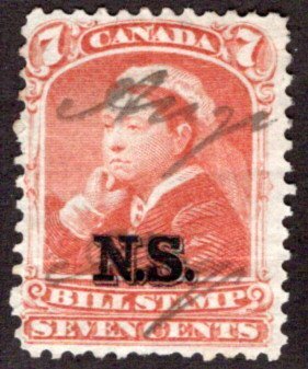 NSB8, van Dam, Nova Scotia Bill Stamp, 7c, Used, Canada