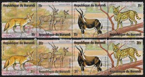 Burundi SC 484,C223 * African Mammals 2 Strips of 4 * CTO * 1975