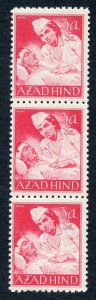India Azad Hind Prepaired for use but not issued  3a + 3a (bottom stamp ceased)