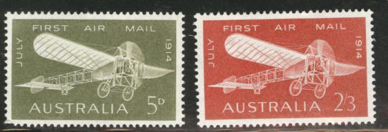  AUSTRALIA Scott 382-3 MNH** 1964 Bleriot plane set CV$4.50