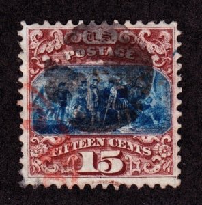 US 118 15c Landing of Columbus Used VF-XF with RED & BLACK CANCELS SCV $935