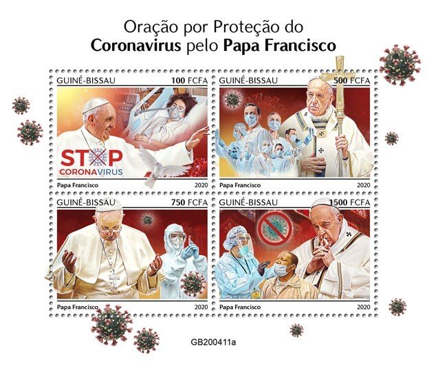 Stamps of 2020. GUINEA-BISSAU 2020  POPE FRANCIS ' PRAYER FOR PROTECTION FROM CO
