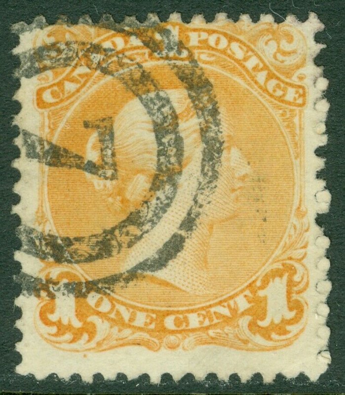 EDW1949SELL : CANADA 1869 Scott #23 Used with Numeral cancel Nice color Cat $300