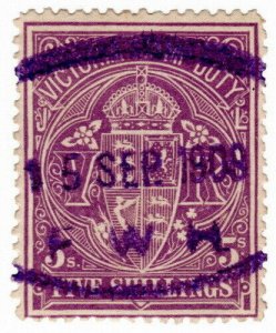 (I.B) Australia - Victoria Revenue : Stamp Duty 5/- (1909)