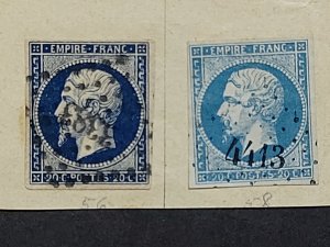 1853-61 King Napoleon III 20c Dark Blue and Blue Stamps Used/VF/XF SW#13,13a