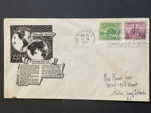 1933 Century of Progress World's Fair Combo FDC S# 728-729 Anderson Cachet