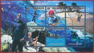 FRENCH GUINEA - ERROR, 2010 IMPERF SHEET: FISHING, Marine Fauna, Sports, Boats