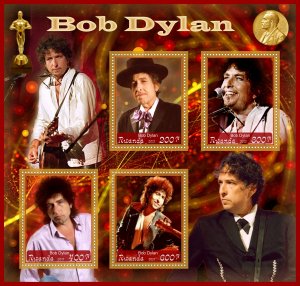 Stamps. Famous people. Music. Bob Dylan  2019 year 1+1 sheets perforated
