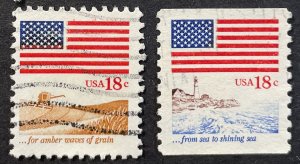 US #1890-1891 Used F/VF 18c USA Flag Grains Shining Sea 1981 [G18.2.3]