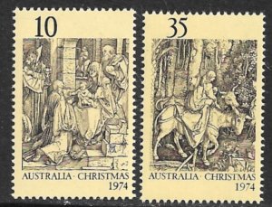 AUSTRALIA 1974 CHRISTMAS Set Sc 600-601 MNH