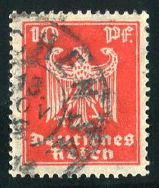 Germany #332b (Mi. 357Y) Cat€15, 1924 10pf vermilion, watermarked sideways,...