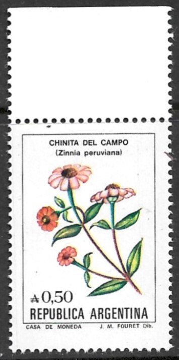 ARGENTINA 1985-88 50c Zinnia Peruviana Flowers Issue Sc 1523 MNH