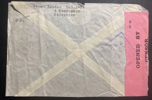 1940 Tel Aviv Palestine Censored Airmail Cover To Flushing NY USA 