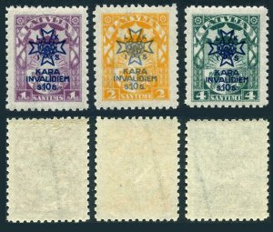 Latvia B21-B23,MNH.Michel 100-102. Latvian War Invalids Society,1923.