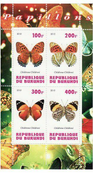 Burundi - Butterflies - 4 Stamp  Sheet  - 2J-081