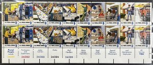 US #1489-1498 (#1498a) MNH XF Plate Block of 20 - 8c Postal Workers 1973 [290]