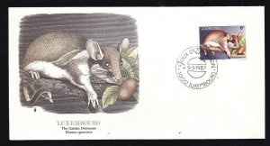 Flora & Fauna of the World #136b-stamp on FDC-Animals-The Garden Dormouse-Luxemb