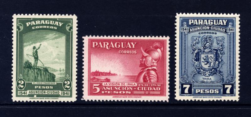 Paraguay 1942 Sc395 Sc396 Sc397 MNH OG VF