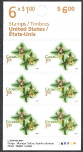 Canada #2362a $1.00  Giant Helleborine Orchid (2010). Booklet of 6 stamps. MNH