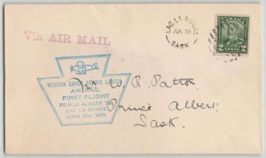 Canada 1929 Western Canada Airway Semi-Official Cover Lac La Ronge Prince Albert