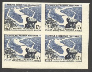 French West Africa Scott 70 (Yvert 59) MNHOG - 1956 F.I.D.E.S. Sudan Block of 4