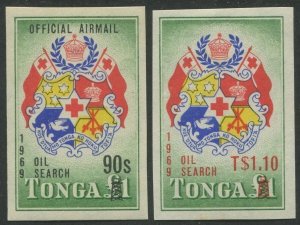 Tonga official 1969 SGO37-O38 First Oil Search in Tonga Airmail set MNH