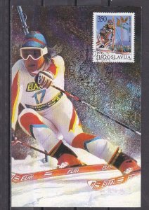 Yugoslavia, Scott cat. 1879. Women`s Skiing Championship. Max. Card. ^