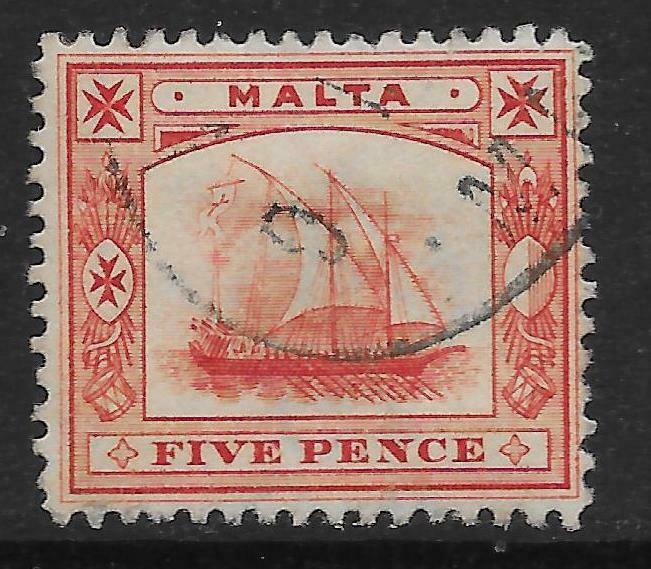 MALTA SG33 1899 5d VERMILION USED