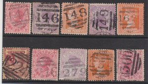 VICTORIA AUSTRALIA QV 10 various numeral cancels............................P734