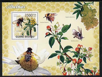 Guinea - Bissau 2009 Bees & Flowers perf s/sheet unmo...