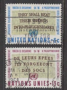 UN-NY # 177-178  ... Swords into Ploughshares ...    (2)  VF Used