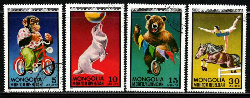 Mongolia # 707//14 ~ Short Set 4 of 8 ~ Circus Acts ~ CTO, NH ~ cv .80