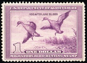 US Stamps # RW5 Duck MVLH XF Scott Value $200.00