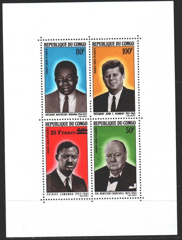 Brazzaville. 1965. bl2. Churchill, Kennedy, Presidents of the Congo. MNH.