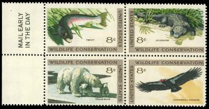 US Sc 1427-30 VF/MNH Mail Early Block - 1971 Wildlife Conservation-See Descript.