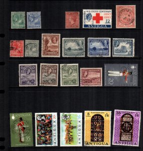 Antigua  20  diff used and mint cat $ 58.00 lot collection