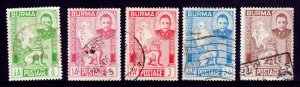 Burma - Scott #85-89 - Used - SCV $1.25