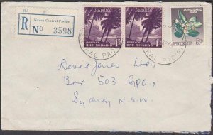 NAURU 1965 2/5d rate registered cover to Sydney -.mixed issues franking.....M592