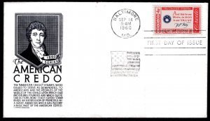 1142 4c Francis Scott  Key Credo FDC Anderson black cachet Sept 14, 1960