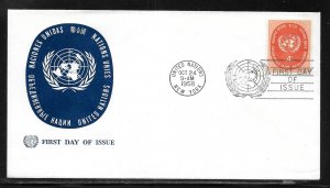 United Nations NY 63 1958 4c Seal Geneva Cachet FDC