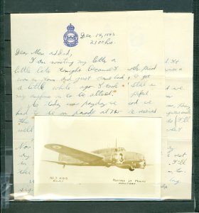 CANADA 1943 WAR TIME MILITARY LETTER + NICE AIRCRAFT CARD