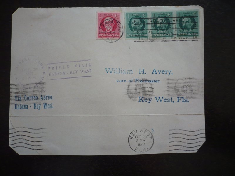 Cuba - Postal History - Cover - Scott#280-281 Imperf - First Flight