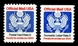 Scott O138, O139 D Rate Official Issues Mint F-VF NH Cat $10.25