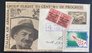 1933 Montreal Canada Century Of Progress Flight Cover Gen Italo Balbo Label Spec