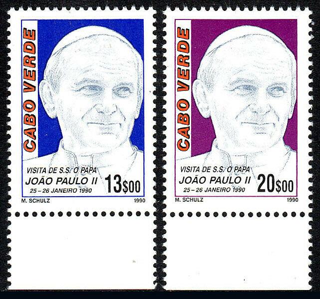 Cape Verde 566-567, MNH. Visit of Pope John Paul II, 1990