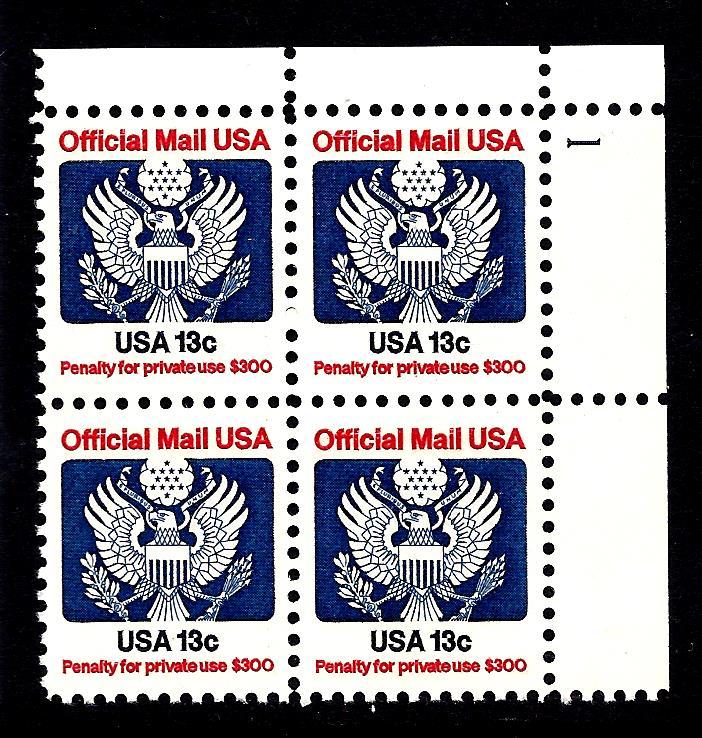 O129 Mint,OG,NH...  Plate Block... SCV $2.25