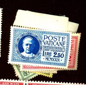 VATICAN #1-13 E1-2 MINT FVF OG 1-13 NH E1-2 LH FEW TONED SPOTS Cat $120