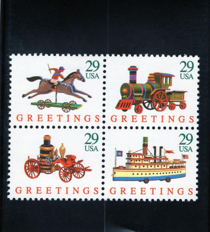 2714a Greetings, MNH blk/4, CV $3.00