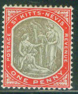 St Kitts & Nevia Scott 2 MH*  1902 stamp CV$5.25