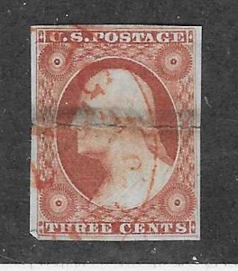 US # 10  3c Washington,  orange brown  (U)*  CV $1215.00